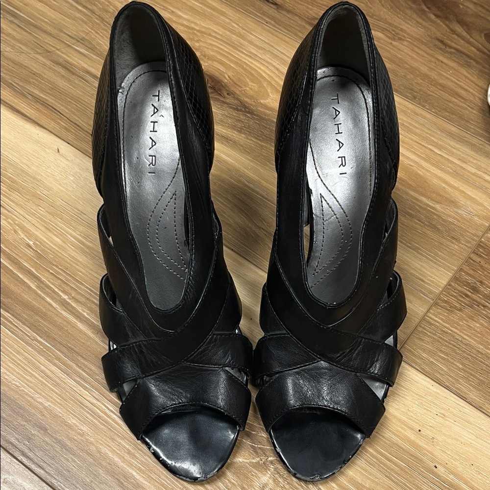 Tahari Black Strappy Heels for Women
